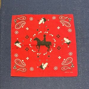Red Vintage Bandana with Cowboy Design
